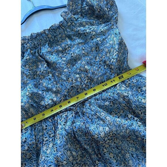 Anthropologie Kira Off Shoulder Blue Peasant Dress Drawstring Waist Sz 2p - Picture 5 of 9